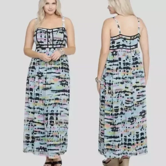 torrid | Dresses | Sz 22 Torrid Rainbow Tiedye Chiffon Maxi Dress Festival  Boho Whimsy Flawed | Poshmark